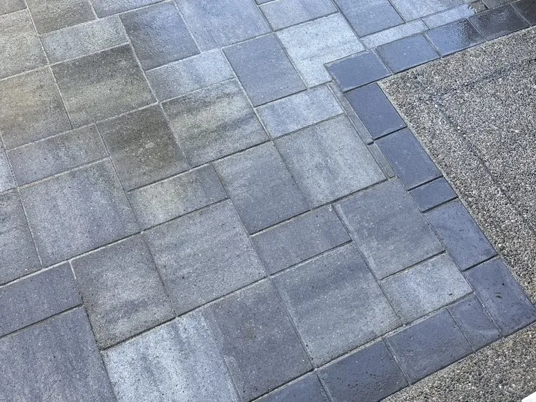 New pavers laid with a contrasting border